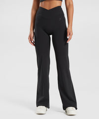 Crossover Flared Leggings - Black