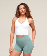 Halter Neck Cami with Shelf - White
