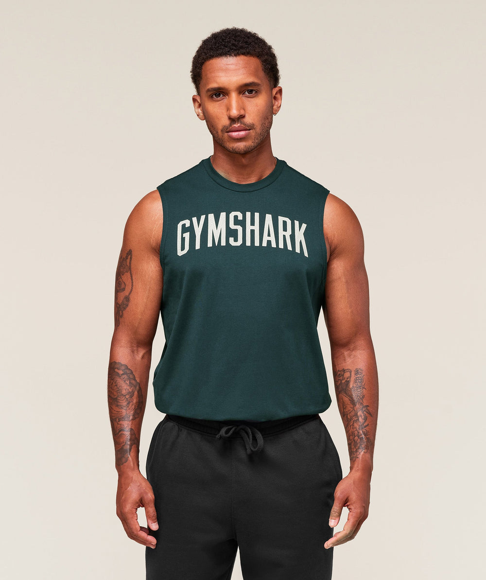 Worn Graphic Tank - Deep Petrol Blue