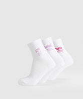 Gym Babes Midi Sock 3pk - White/Sour Pink/Active Purple/Winning Pink