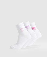 Gym Babes Midi Sock 3pk - White/Sour Pink/Active Purple/Winning Pink