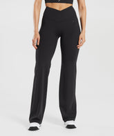 Crossover Regular Flared Leggings - Black