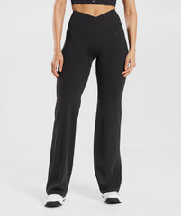 Crossover Regular Flared Leggings - Black