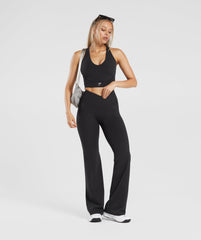 Crossover Regular Flared Leggings - Black