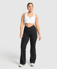 Crossover Flared Leggings - Black