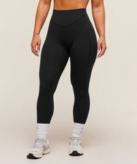 Lifting Dipped Waistband Leggings - Black
