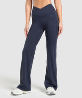 Crossover Flared Leggings - Heavy Blue