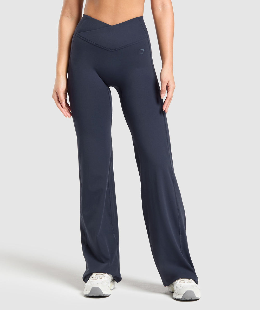 Crossover Flared Leggings - Heavy Blue