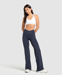 Crossover Flared Leggings - Heavy Blue