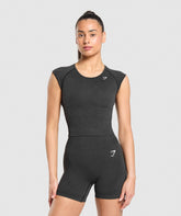 Vital Scoop Neck Top - Black Marl