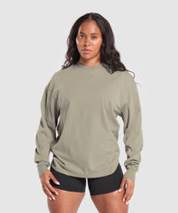 Power Oversized Long Sleeve Top - Linen Brown