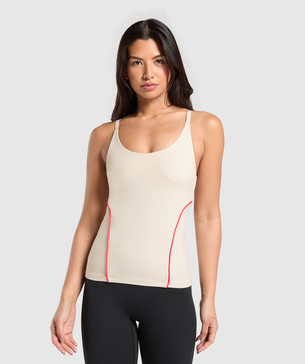 Contour Stitch Tank with Shelf - Oat White