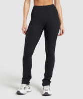 Rest Day Boot Cut Cotton Leggings - Black