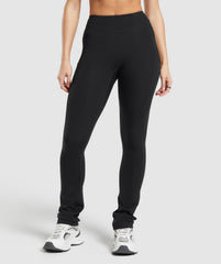 Rest Day Boot Cut Cotton Leggings - Black