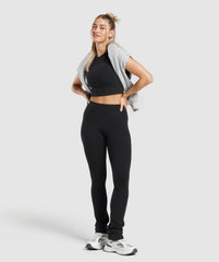 Rest Day Boot Cut Cotton Leggings - Black