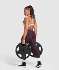 Lifting Dipped Waistband Leggings - Plum Brown