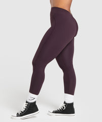 Lifting Dipped Waistband Leggings - Plum Brown