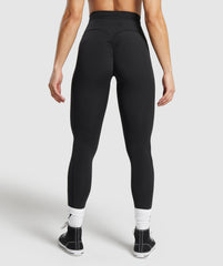 Mesh Waistband Leggings - Black