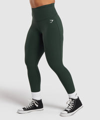 Mesh Waistband Leggings - Victory Green