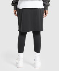 2 in 1 High Waisted Skirt Leggings - Black