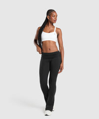 Foldover Flared Leggings - Black