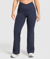 Crossover Flared Leggings - Heavy Blue