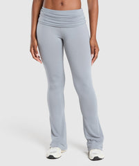 Foldover Flared Leggings - Denim Grey