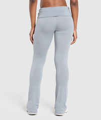 Foldover Flared Leggings - Denim Grey