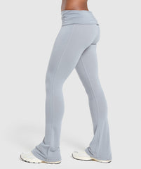 Foldover Flared Leggings - Denim Grey