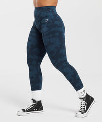 Adapt Camo Seamless Ribbed Leggings - Midnight Blue/Ash Blue