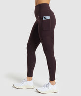 Pocket Leggings - Plum Brown