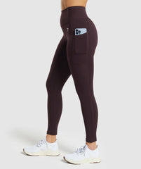 Pocket Leggings - Plum Brown