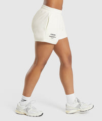 Care Label Graphic Brushed Shorts - Soft White