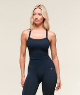 Everyday Seamless Ribbed Midi Top - Navy