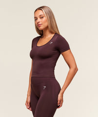 Everyday Seamless Tight Fit Crew Neck Tee - Cherry Purple