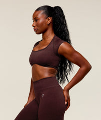 Adapt Fleck x Whitney Short Sleeve Crop Top - Cherry Purple/Rich Maroon