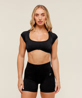 Adapt Fleck x Whitney Short Sleeve Crop Top - Black