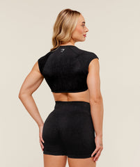 Adapt Fleck x Whitney Short Sleeve Crop Top - Black