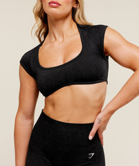 Adapt Fleck x Whitney Short Sleeve Crop Top - Black