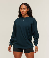 Power Long Sleeve Top - Deep Petrol Blue/Smoke Blue