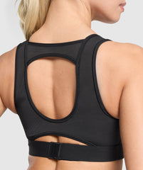 Mesh Back Sports Bra - Black