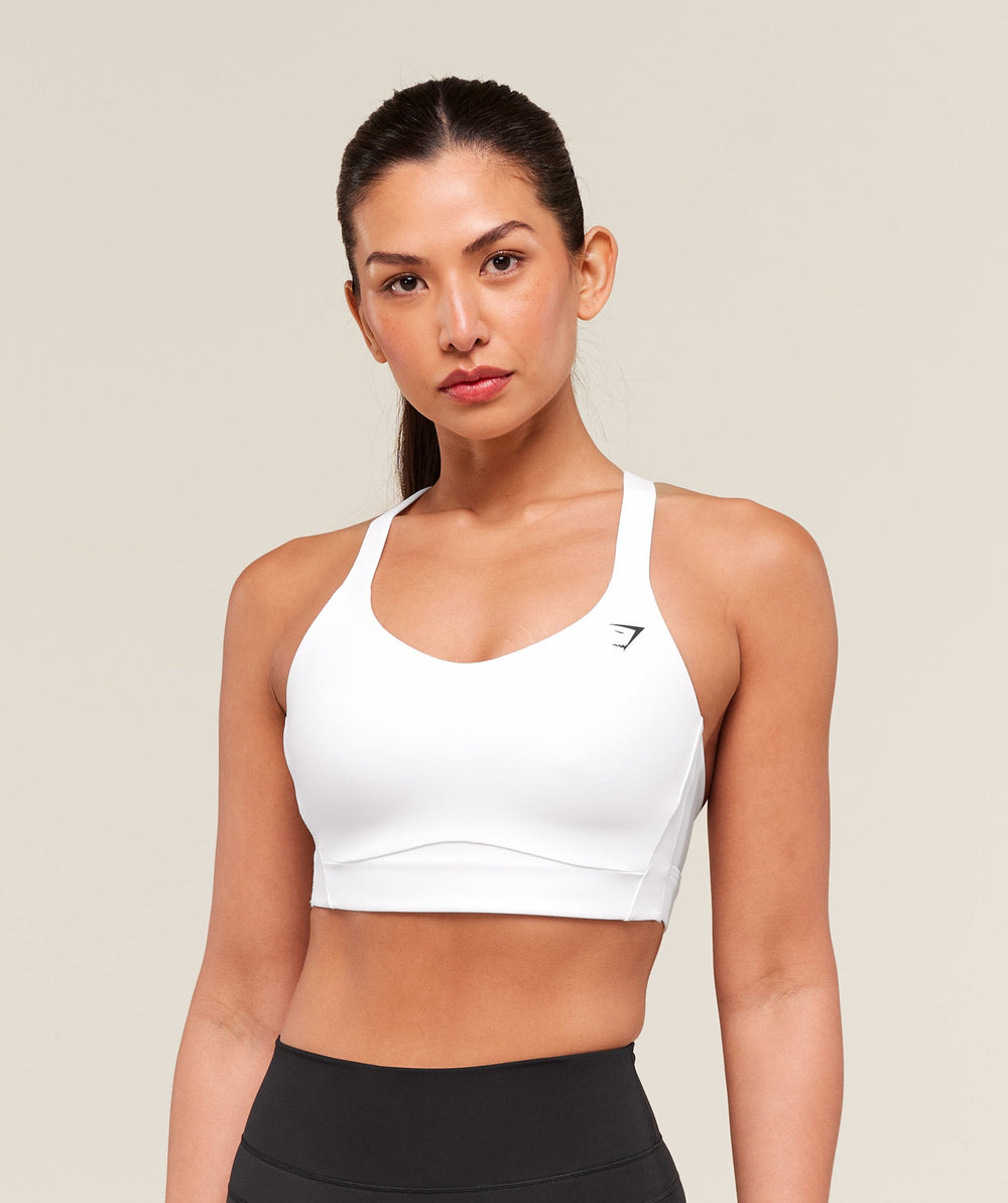 Crossover Strap High Support Sports Bra - White