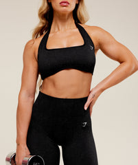 Adapt Fleck x Whitney Halterneck Sports Bra - Black