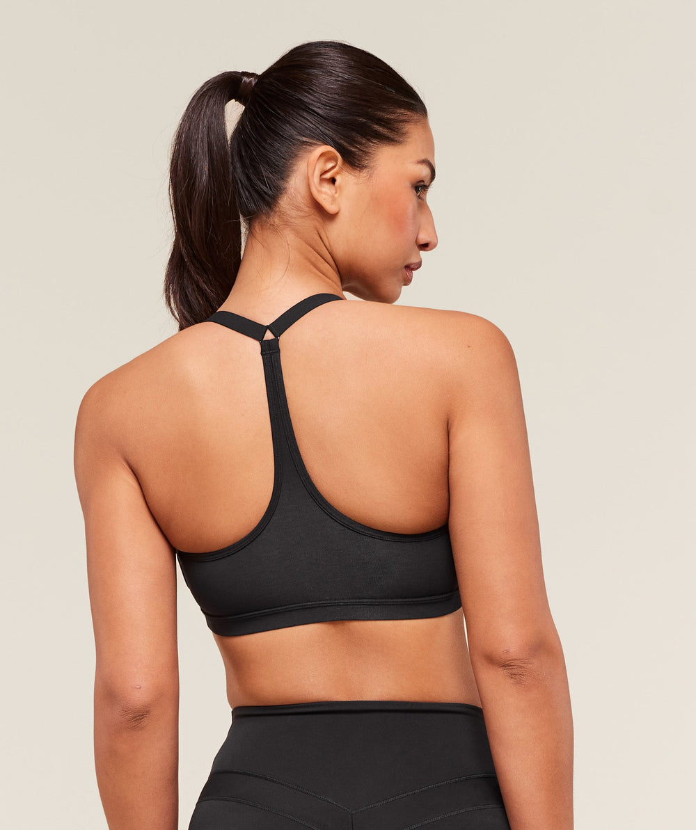 Cotton Racerback Sports Bra - Black