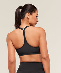 Cotton Racerback Sports Bra - Black