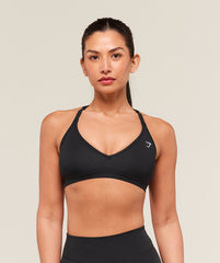 Cotton Racerback Sports Bra - Black