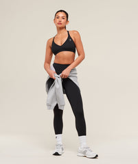 Cotton Racerback Sports Bra - Black