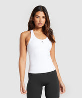 Everyday Racer Back Tank With Shelf - White