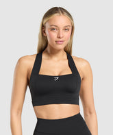 Square Neck Sports Bra - Black