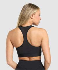 Square Neck Sports Bra - Black